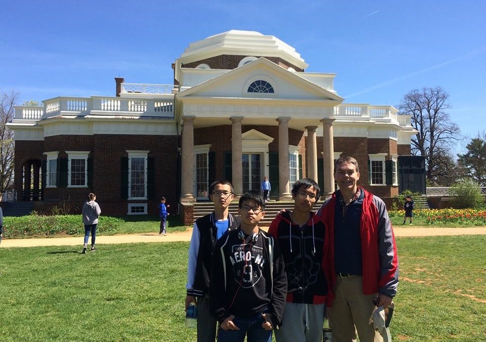 Hao Dong, Deron, Matthew and Mr. Dreyer, Monticello, Thomas Jefferson's home
