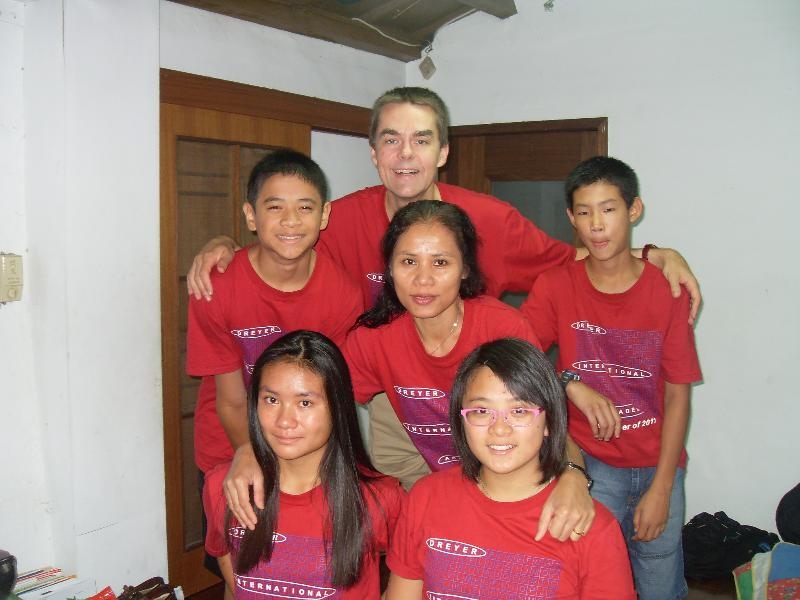 Dreyer family in cottage, Hsinchu, Taiwan