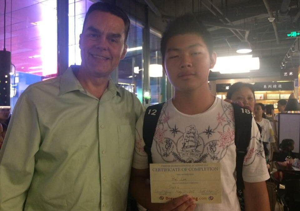 Bob Liu with Certificate of Completion with Mr. Dreyer, Nanjing, China