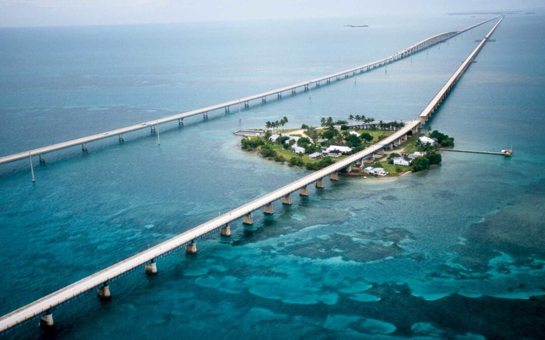 The Florida Keys are a chain of tiny islands connected by Highway 1.